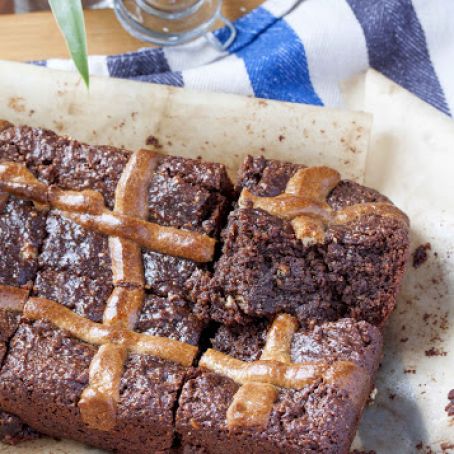 Chocolate, Choc Chip Easter Bun Brownie - Paleo, Vegan