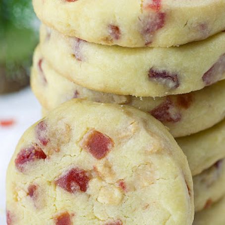 White Chocolate Strawberry Shortbread Cookies