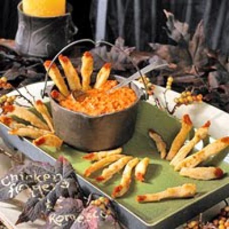 Chicken Lady Fingers with Romanian Romesco Dipping Sauce