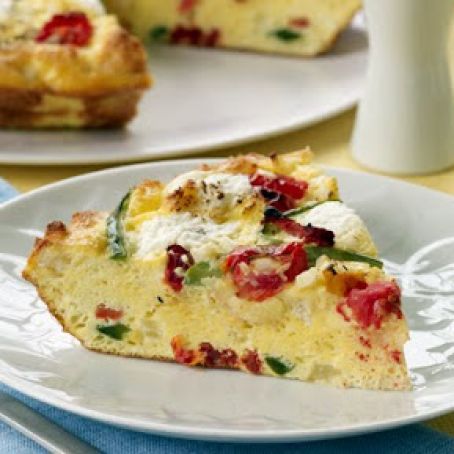 Tomato, Pepper, Bread, and Ricotta Frittata