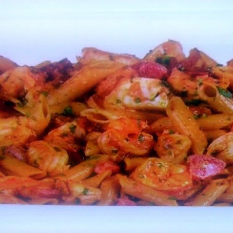 Penne Pasta with Lobster, Shrimip, and Bacon