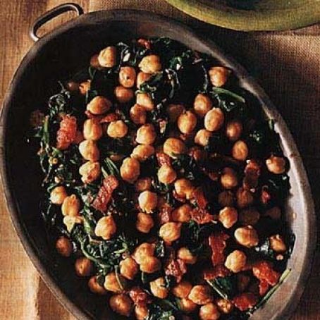 Spinach and Chickpeas with Bacon
