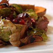 Balsamic-Roasted Brussels with Prosciutto and Pomegranate