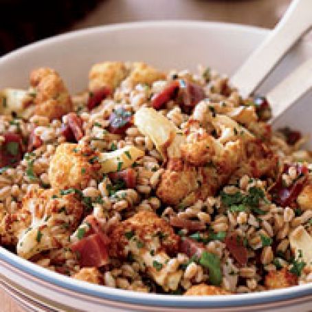 Farro Salad with Fried Cauliflower and Prosciutto