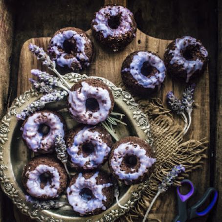 Dark Chocolate Mini Cakes With Lavender Glaze