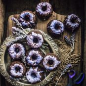 Dark Chocolate Mini Cakes With Lavender Glaze