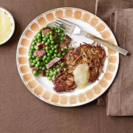 Potato-Crusted Pork Cutlets with Peas