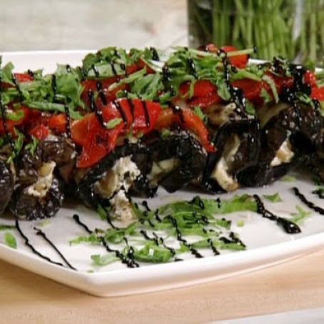 Grilled Eggplant Roulade with Balsamic Glaze