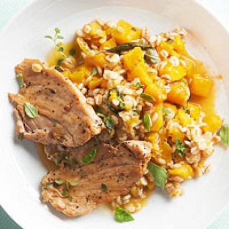 Pork with Butternut Squash Barley Risotto