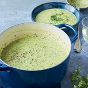 Zucchini Soup with Crème Fraîche and Cilantro