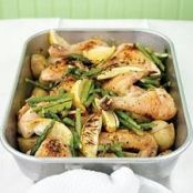 Roast Chicken with Potatoes, Lemon, and Asparagus