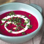 Beet Soup With Plums & Coriander Yogurt