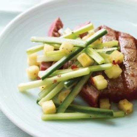 Tuna (or Swordfish)with Sweet and Sour Pineapple, Cucumber, and Celery