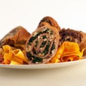Spinach Stuffed Braciole in a Sunday Sauce with Pappardelle