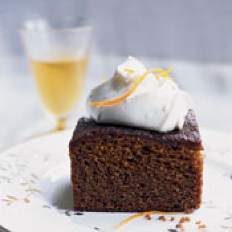 MOLASSES GINGER CAKE w/MASCARPONE CREAM