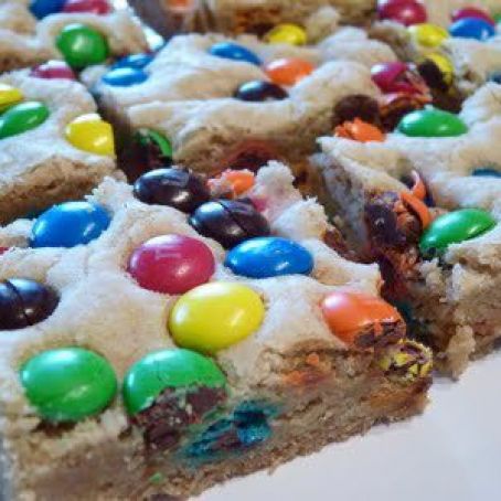 M&M Cookie Bars Thick and Chewy