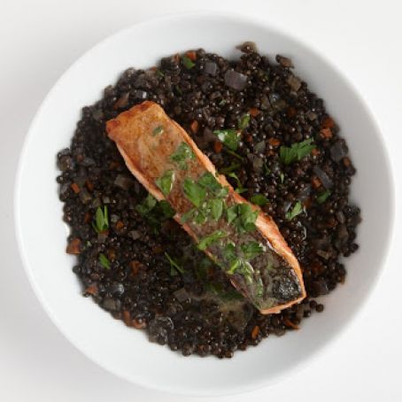 Roast Trout with Lentils and Verjus
