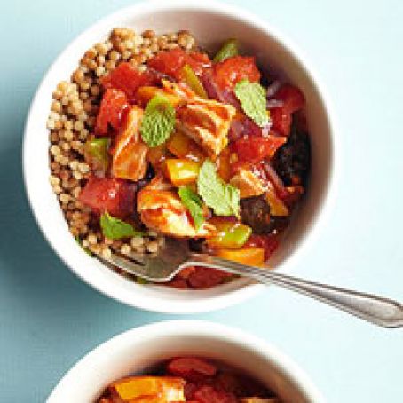 Curried Salmon with Tomatoes and Dried Plums