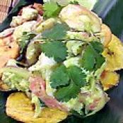 Sweet Banana Tostones with Caribbean Lobster and Hearts of Palm Salad