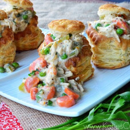 Chicken Pot Pies in Puff Pastry Shells