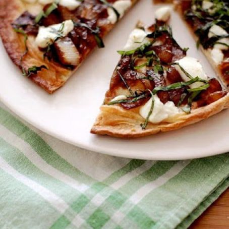 Appetizer Recipe: Flatbreads with Goat Cheese, Caramelized Onions, and Basil Recipes from the Kitchn