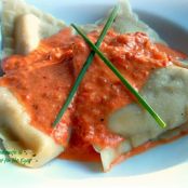 Ravioli with Roasted Red Pepper Sauce, adapted from The Pioneer Woman