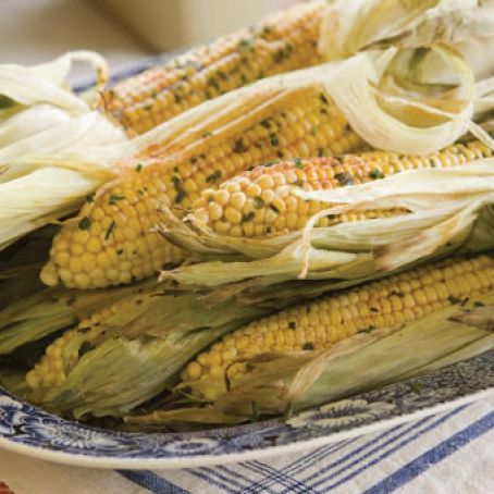 Grilled Sweet Corn with Lime-Chive Butter
