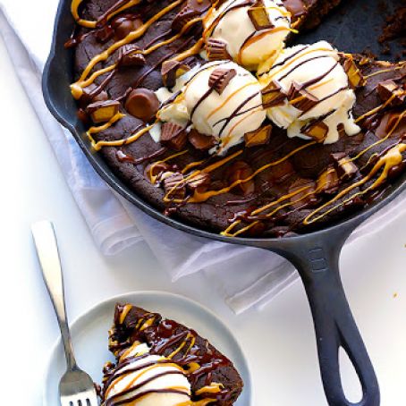 Chocolate Peanut Butter Skillet Cookie