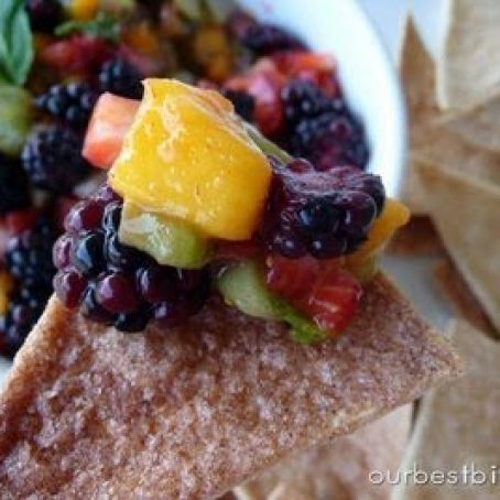 sweet fruit salsa with cinnamon chips