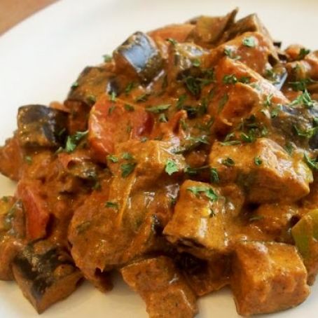 Vij’s Eggplant, Tomato and Green Onion Curry