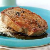 Pork Chops with Slippery Spaghetti