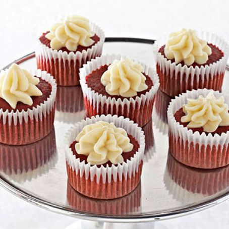 Mini Red Velvet Cupcakes with White Mousse