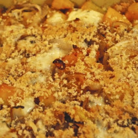 Butternut Squash, Onion and Gorgonzola Gratin