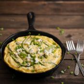 Roasted Asparagus, Green Onion, and Blue Cheese Frittata