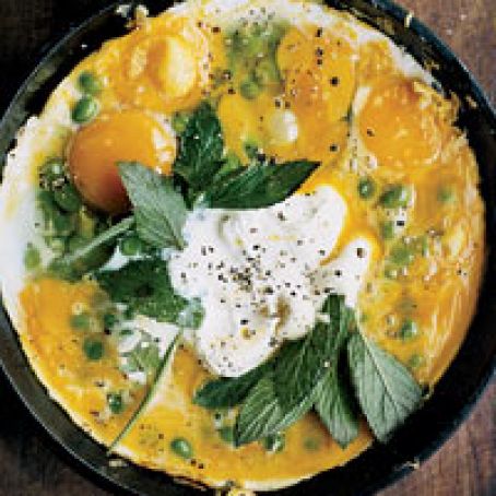 Pea Tortilla with Mint and Yogurt