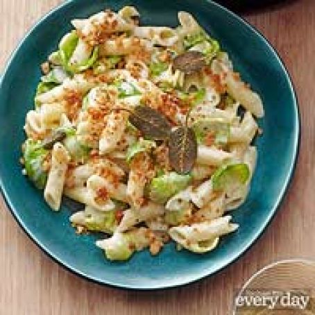Three-Cheese Pasta with Brussels Sprouts & Sage Breadcrumbs