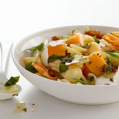 Pasta Salad with Melon, Pancetta, and Ricotta Salata