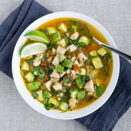 Chicken Avocado Soup with Lime & Cilantro