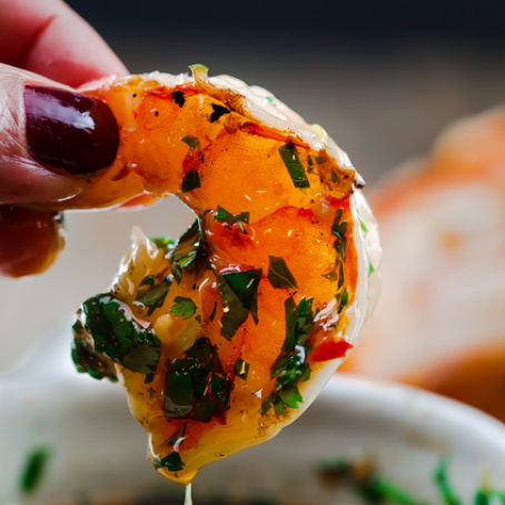 Grilled Shrimp with Roasted Garlic-Cilantro Sauce