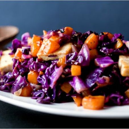 STIR FRIED TOFU, RED CABBAGE & WINTER SQUASH