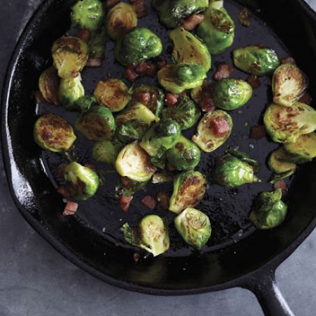 Charred Brussels Sprouts Recipe with Pancetta and Fig Glaze