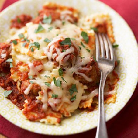 Saucy Ravioli with Meatballs