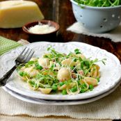 Spring Peas and Shoots with Pancetta and Orecchiette