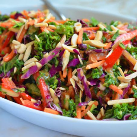KALE*****Asian Kale Slaw with Tofu and Ginger Peanut Dressing
