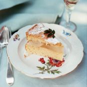 Almond Cake with Pears and Crème Anglaise