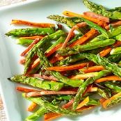 Roasted Asparagus and Carrots with Crispy Serrano Ham