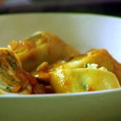 Braised Calamari Stuffed with Shrimp, Spinach and Herbs