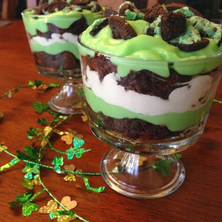 St. Patrick's Day Brownie Trifle
