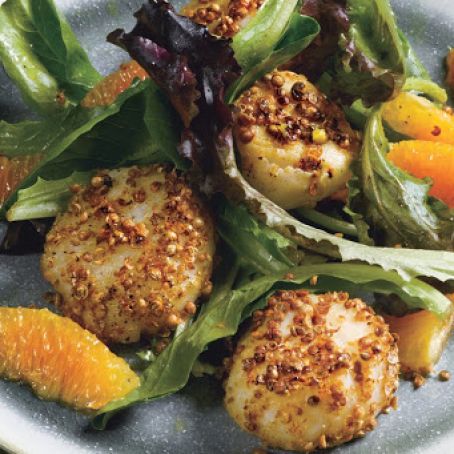 Coriander Scallops with Orange-Ginger Dressing