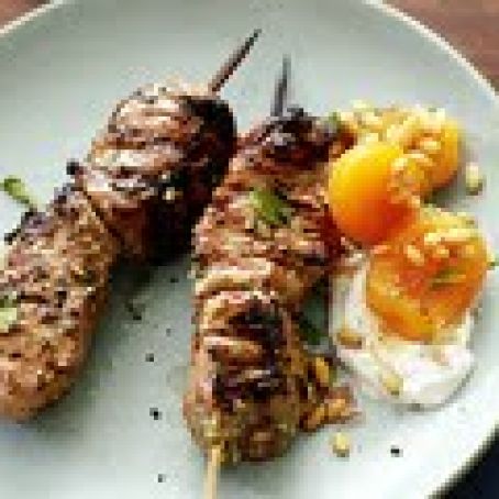 PORK SOUVLAKI WITH HONEYED APRICOTS